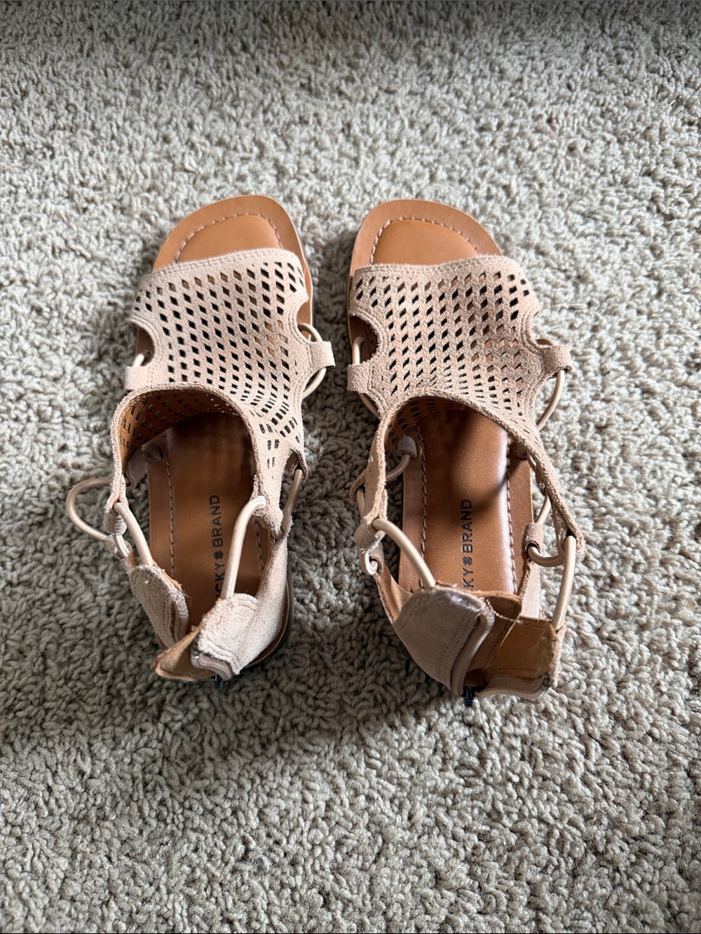 Lucky Brand Perforated Tan Slingback Sandals